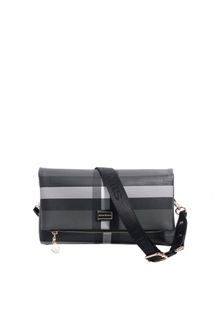Silver & Polo SP1278 Kadın Çapraz Çanta Ekose Siyah-Siyah