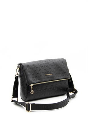 Silver & Polo SP963 Kadın Çapraz Çanta Logolu Siyah-Siyah