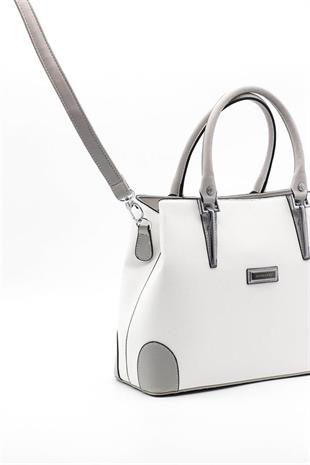 Silver & Polo SP667 Kadın El Çantası Düz Beyaz-A.Gri