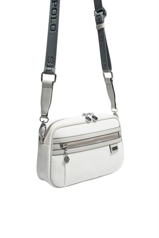 Silver & Polo SP1280 Kadın Çapraz Çanta Petek Beyaz-A.Gri