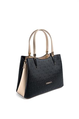 Silver & Polo SP1205 Kadın El Çantası Logolu Siyah-S.Nut
