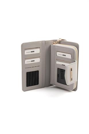 Silver & Polo SP1202 Kadın Cüzdan & Kartlık Logolu Beyaz-A.Gri