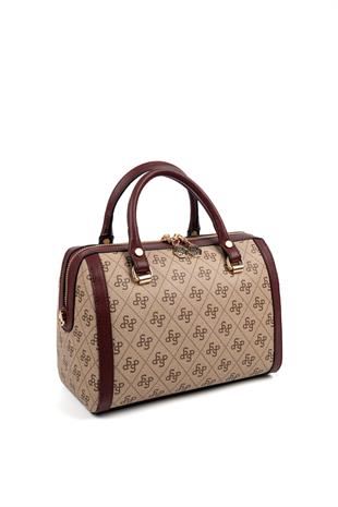 Silver & Polo Koyu Bej - Bordo SP1091 El Çantası