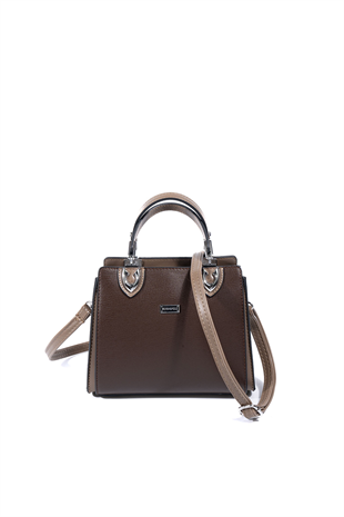 Silver & Polo SP1133 Kadın El Çantası Düz Kahve-Vizon