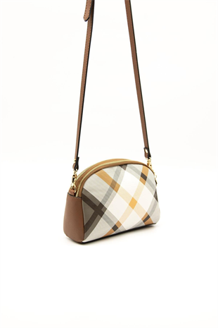 Silver & Polo SP1144 Kadın Çapraz Çanta Ekose Haki-Taba