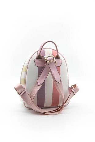 Silver Polo SP945 Kadın Sırt Çantası Ekose Lila-Pembe