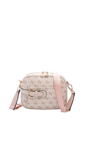 Silver Polo Pembe - Pudra Monogram Kadın Çapraz Çanta SP1256