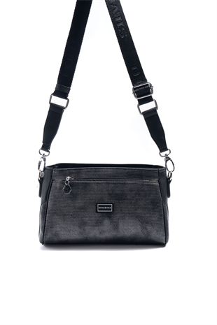 Silver & Polo SP1273 Kadın Çapraz Çanta Petek M.Gümüş-Siyah