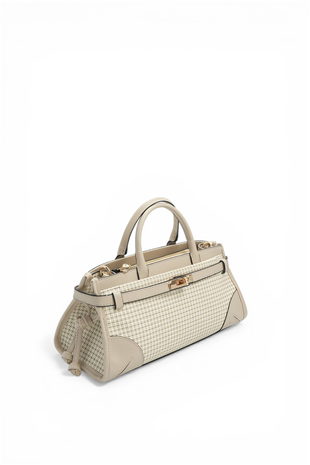 Silver & Polo SP1260 Kadın El Çantası Kaz Ayağı Ekose Kum-Kum Beji