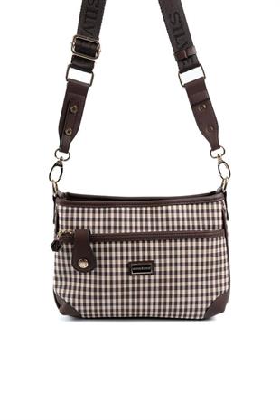 Silver & Polo SP1160 Kadın Çapraz Çanta Ekose Line Kare Kahve Sarı-Kahve