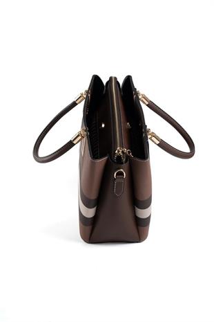 Silver & Polo SP1000 Kadın El Çantası Ekose Koyu Kahve-Kahve