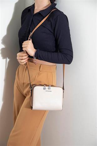 Silver & Polo SP888 Kadın Çapraz Çanta Düz Bej-A.Taba