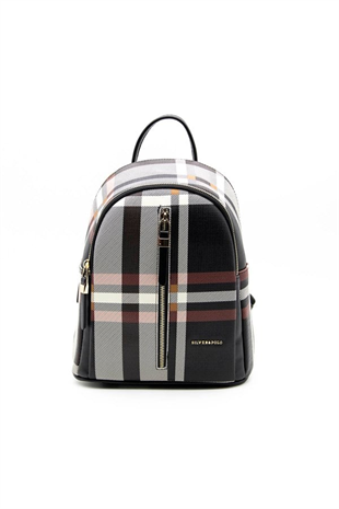 Silver & Polo SP901 Kadın Sırt Çantası Ekose Siyah