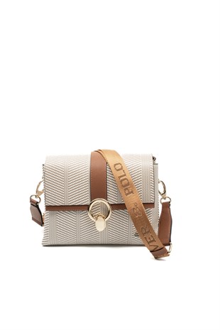 Silver & Polo SP1275 Kadın Çapraz Çanta Hasır Bej-Taba