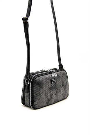 Silver & Polo SP899 Kadın Çapraz Çanta Petek M.Gümüş-Siyah