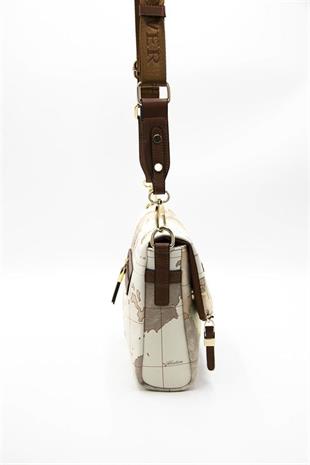 Silver & Polo SP963 Kadın Çapraz Çanta Harita Bej-A.Taba