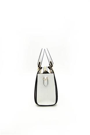 Silver & Polo SP1133 Kadın El Çantası Logolu Beyaz-Beyaz