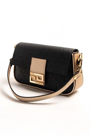 Silver & Polo SP1179 Kadın Omuz Çantası Logolu Siyah-S.Nut