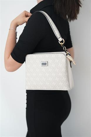 Silver Polo SP937 Kadın Omuz Çantası Monogram Taş-Kemik
