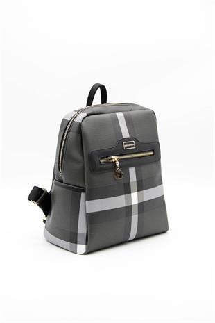 Silver & Polo SP866 Kadın Sırt Çantası Ekose Siyah