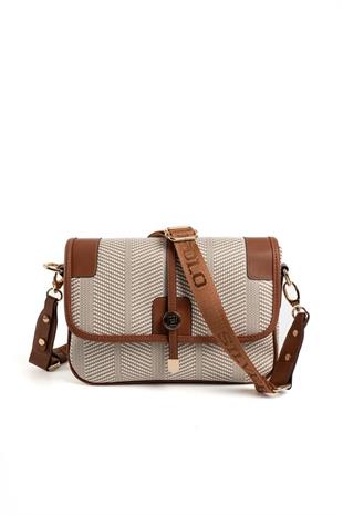Silver & Polo SP1182 Kadın Çapraz Çanta Hasır Bej-Taba