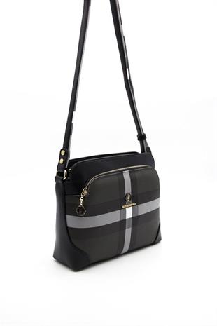 Silver & Polo SP364 Kadın Çapraz Çanta Ekose Siyah