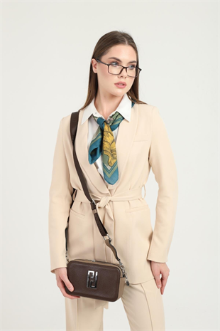 Silver & Polo SP1078 Kadın Çapraz Çanta Düz Kahve-Vizon