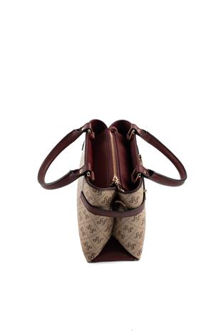 Silver & Polo Koyu Bej - Bordo SP1149 El Çantası