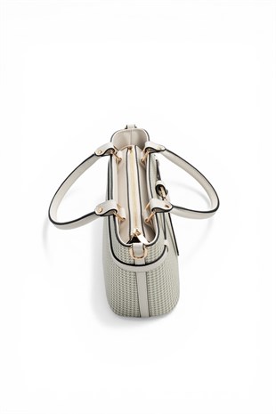 Silver & Polo SP1283 Kadın El Çantası Kaz Ayağı Ekose Yeşil-Kemik