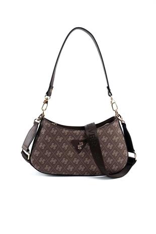 Silver Polo SP1251 Kadın Omuz Çantası Monogram Kahve-Kahve