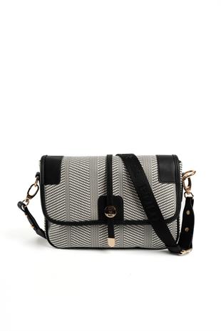 Silver & Polo Siyah Beyaz - Siyah SP1182 Kadın Çapraz Çanta