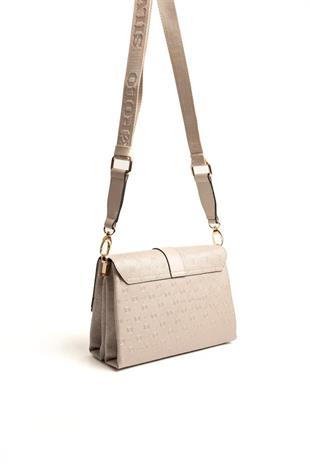 Silver & Polo SP1009 Kadın Çapraz Çanta Logolu Bej-S.Bej