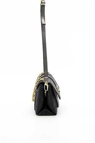 Silver & Polo SP1148 Kadın Çapraz Çanta Logolu Siyah-Platin