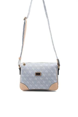 Silver & Polo SP784 Kadın Çapraz Çanta Monogram Mavi-Ten