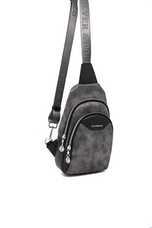 Silver & Polo SP959 Kadın Vücut Çantası Petek M.Gümüş-Siyah