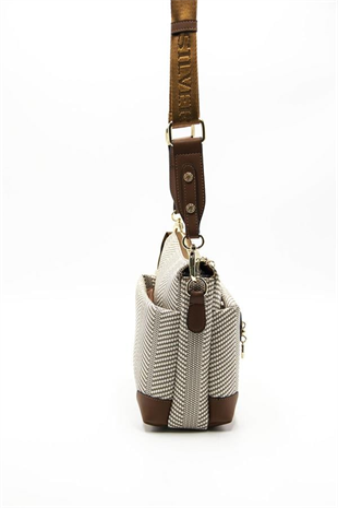 Silver & Polo SP1110 Kadın Çapraz Çanta Hasır Bej-Taba