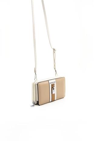 Silver & Polo SP1138 Kadın Telefon Çantası Düz Nut-Kemik