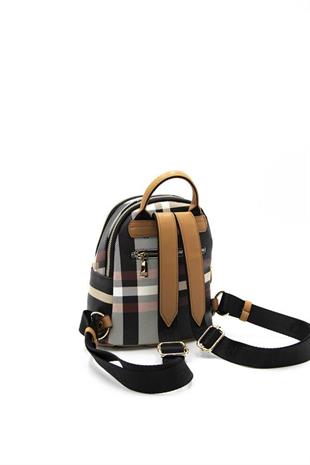 Silver & Polo SP983 Kadın Sırt Çantası Ekose Siyah-A.Taba