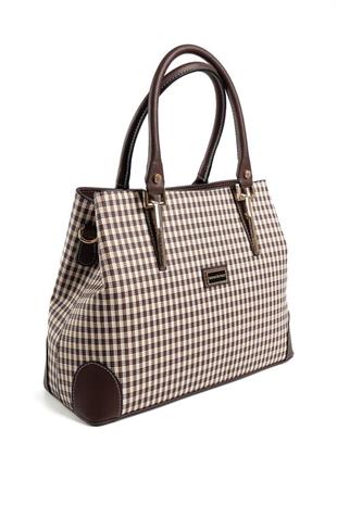 Silver & Polo SP667 Kadın El Çantası Ekose Line Kare Kahve Sarı-Kahve