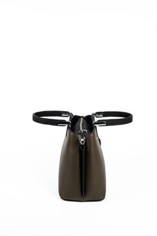 Silver & Polo SP987 Kadın El Çantası Düz Zeytuni-Siyah