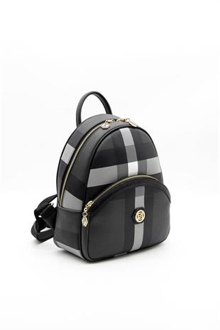 Silver & Polo SP945 Kadın Sırt Çantası Ekose Siyah