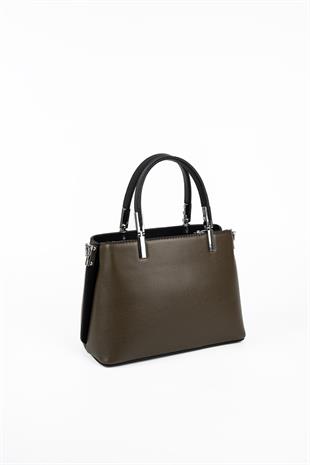 Silver & Polo SP987 Kadın El Çantası Düz Zeytuni-Siyah