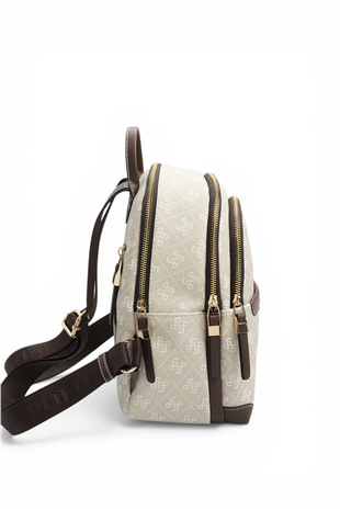 Silver & Polo SP1265 Kadın Sırt Çantası Monogram Taş-Kahve