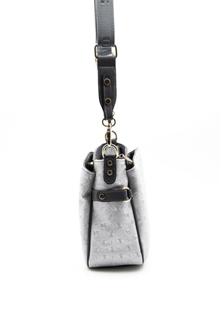 Silver & Polo SP884 Kadın Çapraz Çanta Logolu A.Gümüş-Antrasit