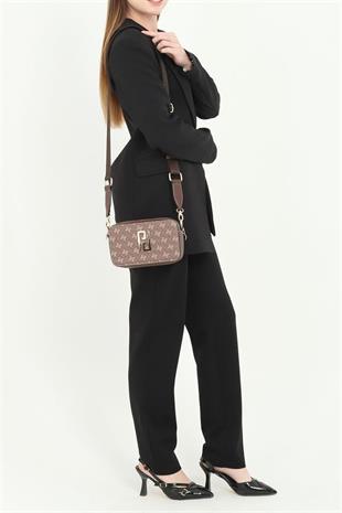 Silver & Polo SP1078 Kadın Çapraz Çanta Monogram Kahve