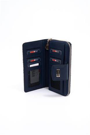 Silver & Polo SP928 Kadın Cüzdan & Kartlık Monogram Gri-Lacivert