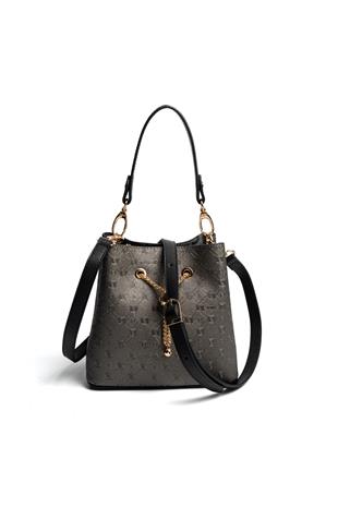 Silver & Polo SP1266 Kadın Çapraz Çanta Logolu Platin-Siyah