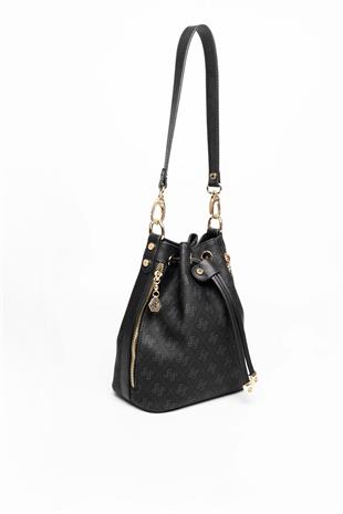 Silver Polo SP1137 Kadın Omuz Çantası Monogram Siyah-Siyah