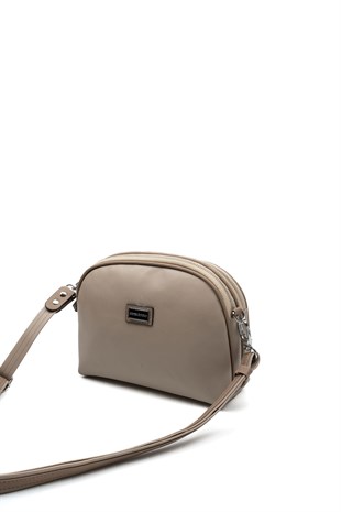 Silver & Polo SP765 Kadın Çapraz Çanta Düz Koyu Bej-Latte