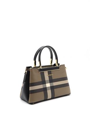 Silver & Polo SP913 Kadın El Çantası Ekose Kahve-Siyah